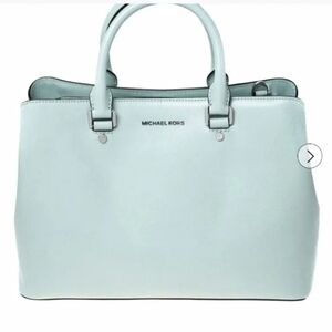 NWOT Michael Kors Benning Mint Leather Satchel W/ Wallet